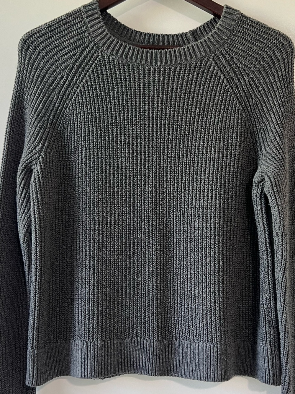 Abercrombie & Fitch Gray Shaker Stitch Knit Crewneck Raglan Sweater Size Small S